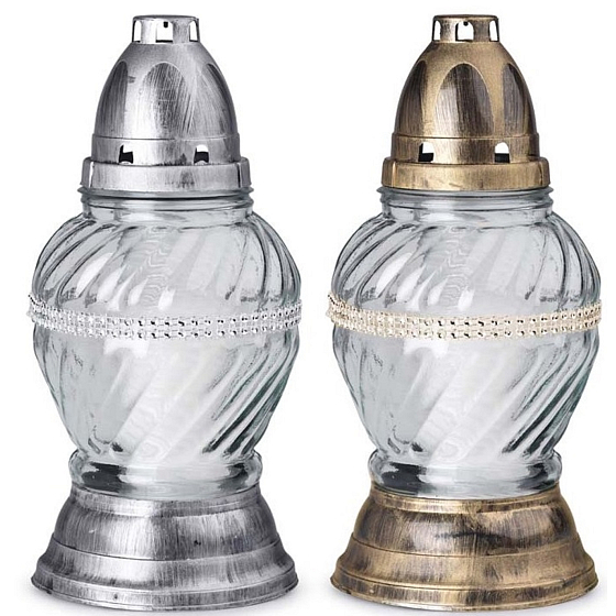 Bolsius Lampa skleněná s glitrovým proužkem 24 cm 90 g mix barev
