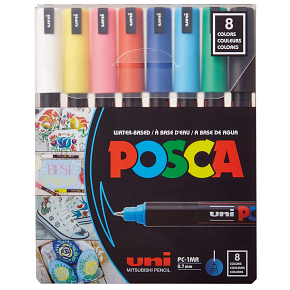 Posca Univerzální sada akrylátových popisovačů 0,7 - 1 mm Základní barvy 8 kusů PC-1MR