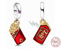 Charm Sterlingové stříbro 925 Červená obálka - bohatství, přívěsek na náramek symbol