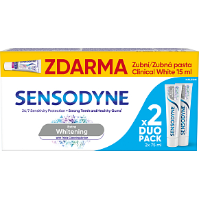 Sensodyne Extra Whitening zubní pasta 2× 75 ml + 15 ml Aktivní ochrana dásní