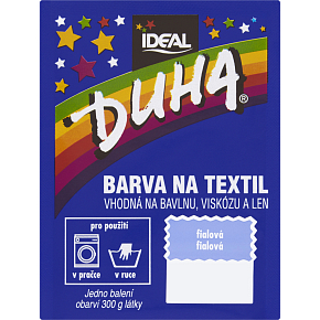 Ideal Duha fialová, barva na textil na bavlnu, viskozu a len, na 300 g látky, 15 g Ideal Duha fialová, barva na textil na bavlnu, viskozu a len, na 300 g látky, 15 g
