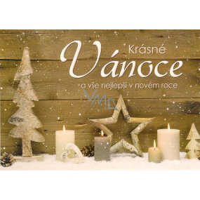 Nekupto Pohlednice vánoční Stromek, hvězda, svíčky 15 x 11 cm