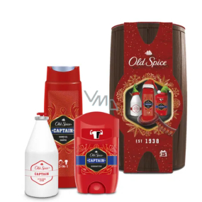 Old Spice Captain Wooden Barrel deodorant stick 50 ml + 2v1 sprchový gel na tělo a vlasy 250 ml + voda po holení 100 ml + barel, kosmetická sada pro muže