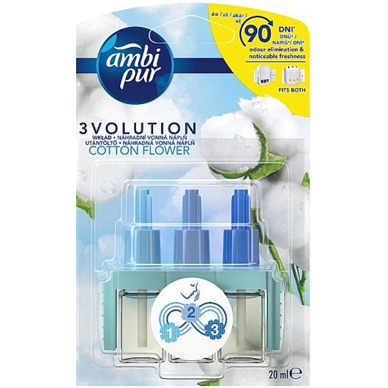 Ambi Pur 3 Volution Cotton Flower elektrický osvěžovač náhradní náplň 20 ml