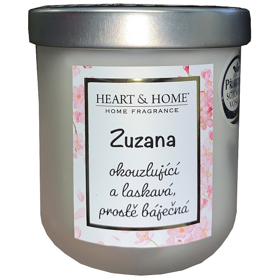 Heart & Home Svěží prádlo sójová vonná svíčka se jménem Zuzana 110 g