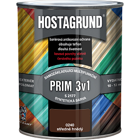 Hostagrund Prim 3v1 S2177 základní i vrchní barva na kov, 0240 hnědá střední, 600 ml Hostagrund Prim 3v1 S2177 základní i vrchní barva na kov, 0240 hnědá střední, 600 ml