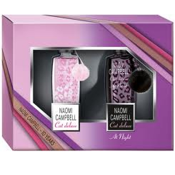 Naomi Campbell Cat Deluxe toaletní voda pro ženy 15 ml + sprchový gel + tělové mléko, dárková sada