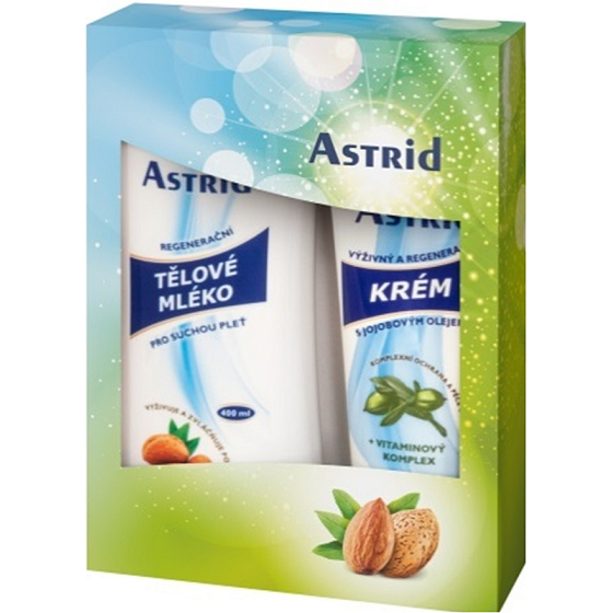 Astrid Regenerační tělové mléko pro suchou pleť 250 ml + výživný a regenerační krém s jojobovým olejem 100 ml, kosmetická sada