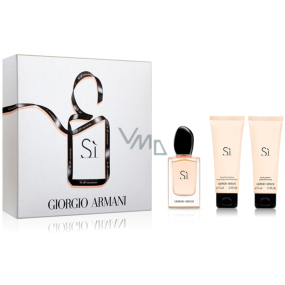 Giorgio Armani Sí parfémovaná voda pro ženy 50 ml + sprchový gel 75 ml + tělové mléko 75 ml, dárková sada