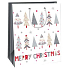Ditipo Dárková papírová taška 26,4 x 13,6 x 32,7 cm bílá stromečky Merry Christmas AB