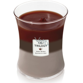 WoodWick Trilogy Forest Retreat - Únik do lesa vonná svíčka s dřevěným knotem a víčkem sklo střední 275 g