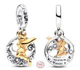 Charm Sterlingové stříbro 925 Disney 100. výročí Zvonilka Hvězdná noc - Jste nadšeni, že se vrátíte do Země Nezemě, přívěsek na náramek