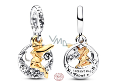 Charm Sterlingové stříbro 925 Disney 100. výročí Zvonilka Hvězdná noc - Jste nadšeni, že se vrátíte do Země Nezemě, přívěsek na náramek