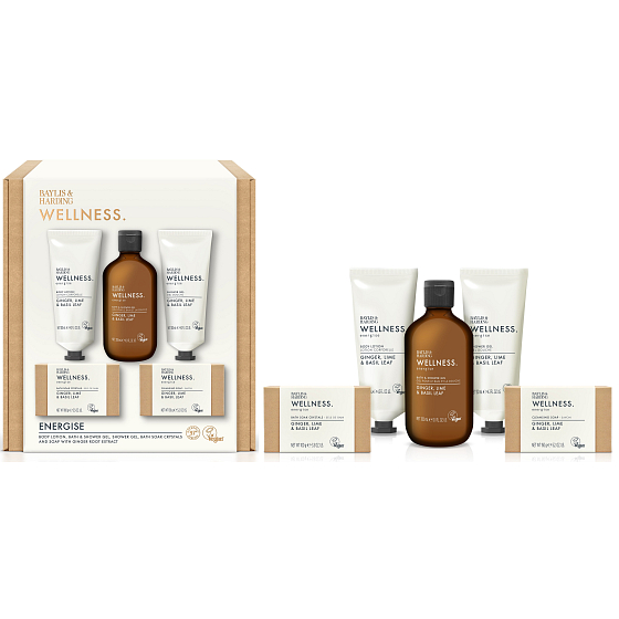 Baylis & Harding Zázvor, Citron a Bazalka mycí gel 130 ml + tuhé mýdlo 150 g + sprchový gel 130 ml + tělové mléko 130 ml, kosmetická sada pro ženy
