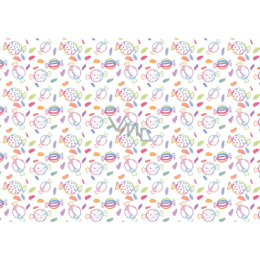 Ditipo Dárkový balicí papír 70 x 100 cm Bílý s bonbony 2 archy