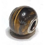 Tygří oko přívěsek kulatý přírodní kámen 14 mm, otvor 4,2 mm 1 kus, kámen slunce a země, přináší štěstí a bohatství