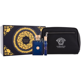 Versace Dylan Blue toaletní voda 100 ml + toaletní voda 10 ml miniatura + kosmetická taška, dárková sada pro muže
