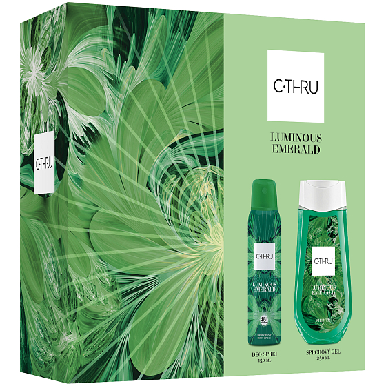 C-Thru Luminous Emerald parfémovaný deodorant sklo 150 ml + sprchový gel 250 ml, kosmetická sada pro ženy