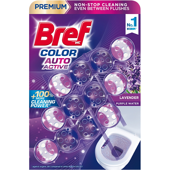 Bref WC blok Color Auto Active Lavender, 3 × 50 g