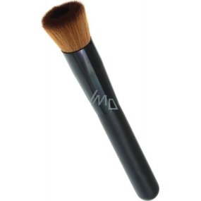 Kosmetický štětec na make-up hnědý kulatý rovný vlas černá rukojeť 14,5 cm