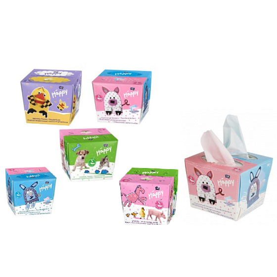 Bella Happy Baby Zvířátka hygienické papírové kapesníky extra jemné pro děti 2 vrstvé 80 kusů