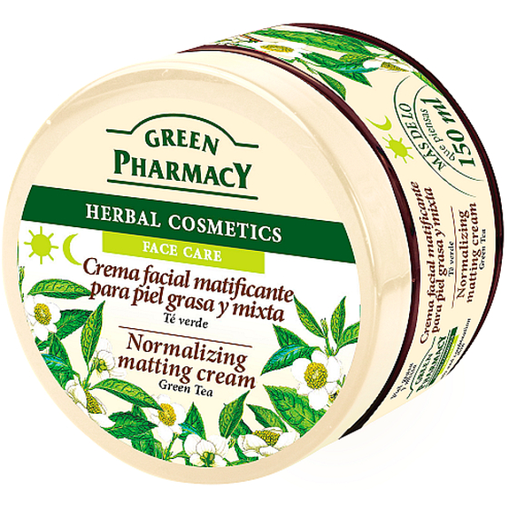 Green Pharmacy Zelený čaj normalizující zmatňující krém pro mastnou a smíšenou pleť 150 ml
