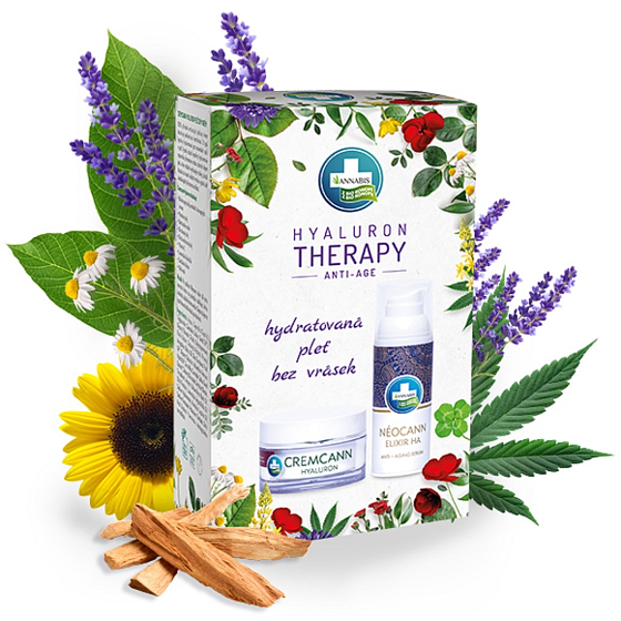 Annabis Hyaluron Therapy Cremcann Hyaluron přírodní hydratační pleťový krém 50 ml + Néocann Elixir HA liftingové sérum 50 ml, kosmetická sada pro ženy