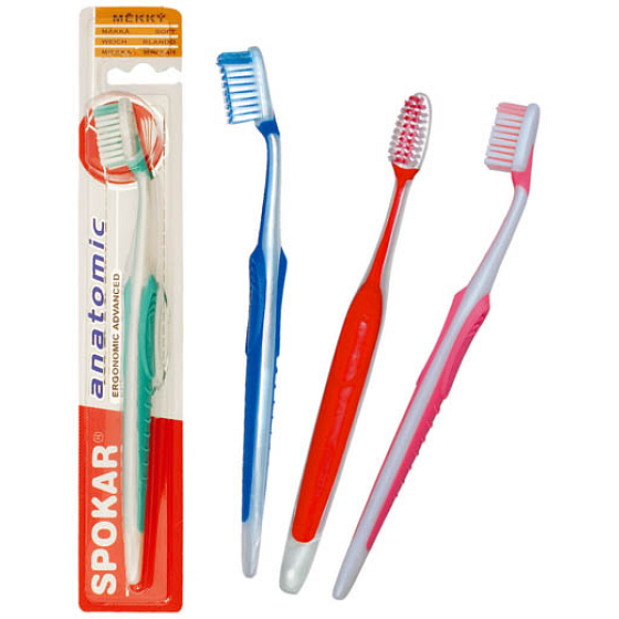 Spokar 3419 Anatomic měkký zubní kartáček protiskluzové držadlo, odpružená hlava