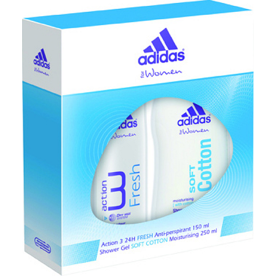 Adidas Action 3 Fresh antiperspirant deodorant sprej 150 ml + Soft Cotton sprchový gel 250 ml, kosmetická sada
