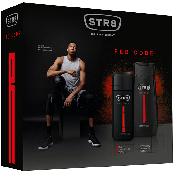 Str8 Red Code parfémovaný deodorant sklo pro muže 75 ml + sprchový gel 250 ml, kosmetická sada