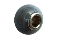 Achát šedý přívěsek kulatý přírodní kámen 14 mm, otvor 4,2 mm 1 kus