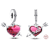 Charm Sterlingové stříbro 925 Červené srdce a šíp Murano Glass, přívěsek na náramek láska