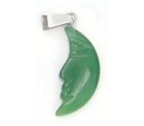 Chalcedon zelený Měsíc přívěsek přírodní kámen, ručně broušená figurka 2,2 x 10 mm, kámen lásky a radosti