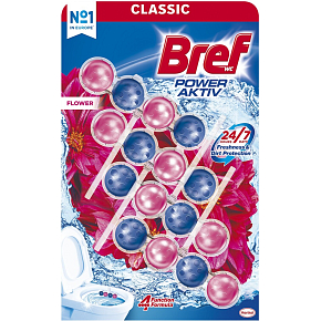 Bref Power Aktiv WC blok Flower blossom, tuhý WC blok, 4 × 50 g