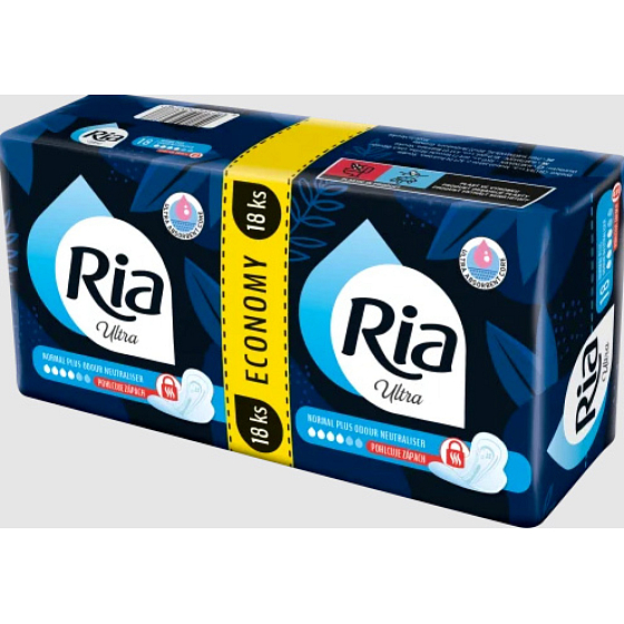 Ria dámské vložky Ultra Normal Plus Odour Neutraliser Duopack, 18 ks