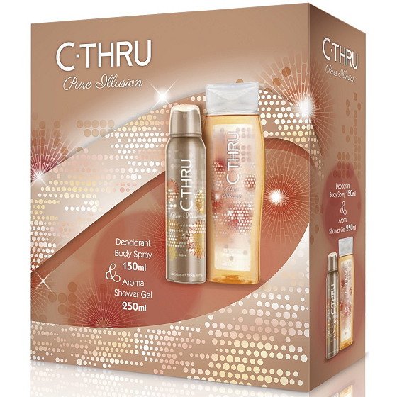 C-Thru Pure Illusion deodorant sprej pro ženy 150 ml + sprchový gel 250 ml, kosmetická sada
