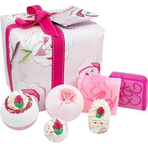Bomb Cosmetics Růžová zahrada - Rose Garden balistik 2 x 160 g + kulička 30 g + špalíček 50 g + mýdlo 2 x 100 g, kosmetická sada