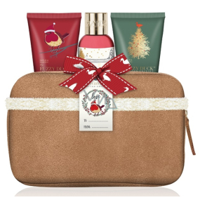 Baylis & Harding Moruše, Jmelí a Vánoční stromek sprchový krém 100 ml + tělové mléko 50 ml + krém na ruce 50 ml + béžová toaletní taška z umělého semiše, kosmetická sada