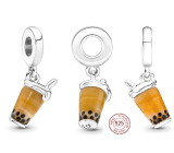 Charm Sterlingové stříbro 925 Bubble Tea - Mléčný čaj, přívěsek na náramek, jídlo a pití