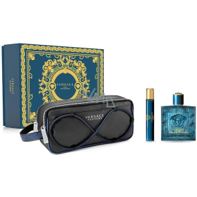 Versace Eros Eau de Parfum parfémovaná voda 100 ml + parfémovaná voda miniatura 10 ml + kosmetická taška, dárková sada pro muže