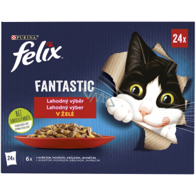 Felix Fantastic kapsičky pro kočky v želé kuřecí, hovězí, králík a jehněčí 24 x 85 g