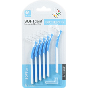 SOFTdent zahnuté mezizubní kartáčky M 0,6 mm, 6 ks