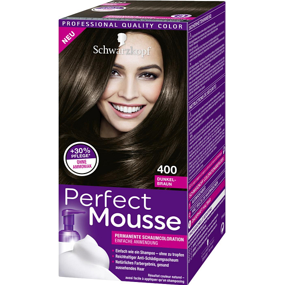 Schwarzkopf Perfect Mousse Permanent Foam Color barva na vlasy 400 Ledové Espresso