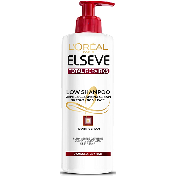 Loreal Paris Elseve Total Repair 5 Low šampon na poškozené, suché vlasy dávkovač 400 ml