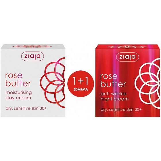 Ziaja Květ růže hydratační denní krém 30+ 50 ml + protivráskový noční krém 30+ 50 ml, duopack