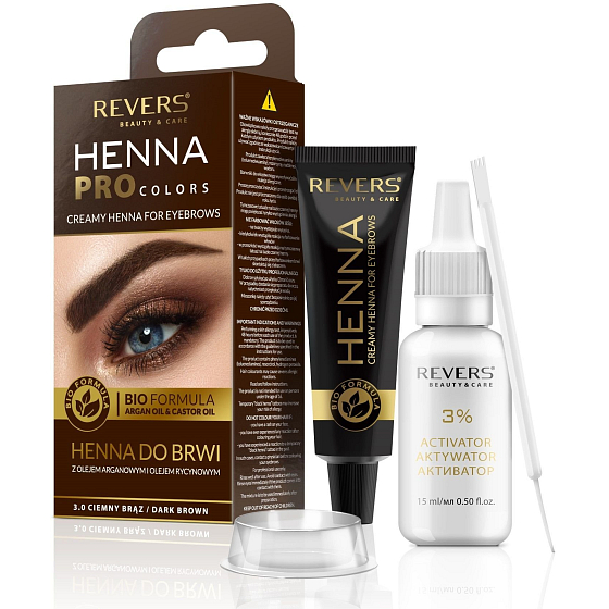 Revers BIO Henna barva na řasy a obočí Hnědá 12 ml + 12 ml