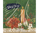 Big Soft Papírové ubrousky 2 vrstvé 33 x 33 cm 20 kusů Vánoční Svíčka a hvězda zelené
