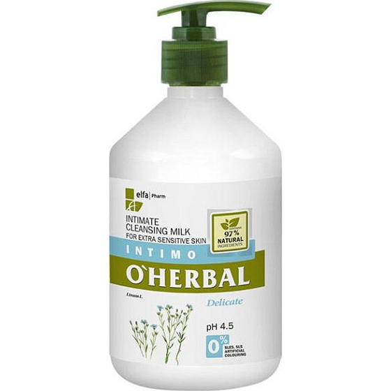 O Herbal Delicate Len čisticí mléko pro intimní hygienu 500 ml