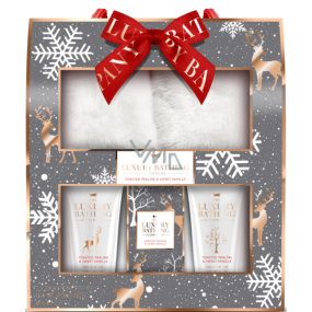 Grace Cole Toasted Praline & Sweet Vanilla pantofle 1 pár + mycí gel na nohy 100 ml + krém na nohy 100 ml + sůl do koupele 80 g, kosmetická sada pro ženy