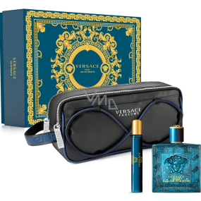 Versace Eros pour Homme toaletní voda 100 ml + toaletní voda 10 ml + kosmetická taška, dárková sada pro muže